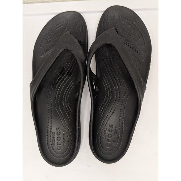 Crocs Kadee II Black Flip Flop Thong Sandals Shoes 202492-001 Womens size 9 - Picture 5 of 8